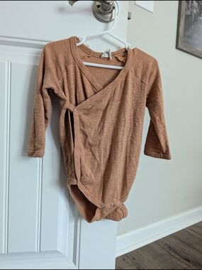 kate quinn Tan Wrap-Style Baby One-Piece